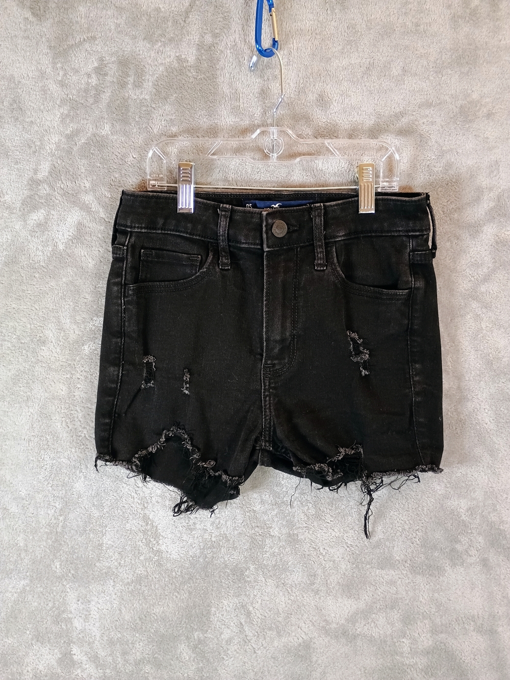 Hollister Black Distressed Denim Cutoff Shorts High Rise 24